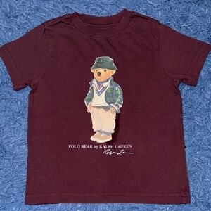 Ralph Lauren Kids Maroon Polo Bear T-Shirt